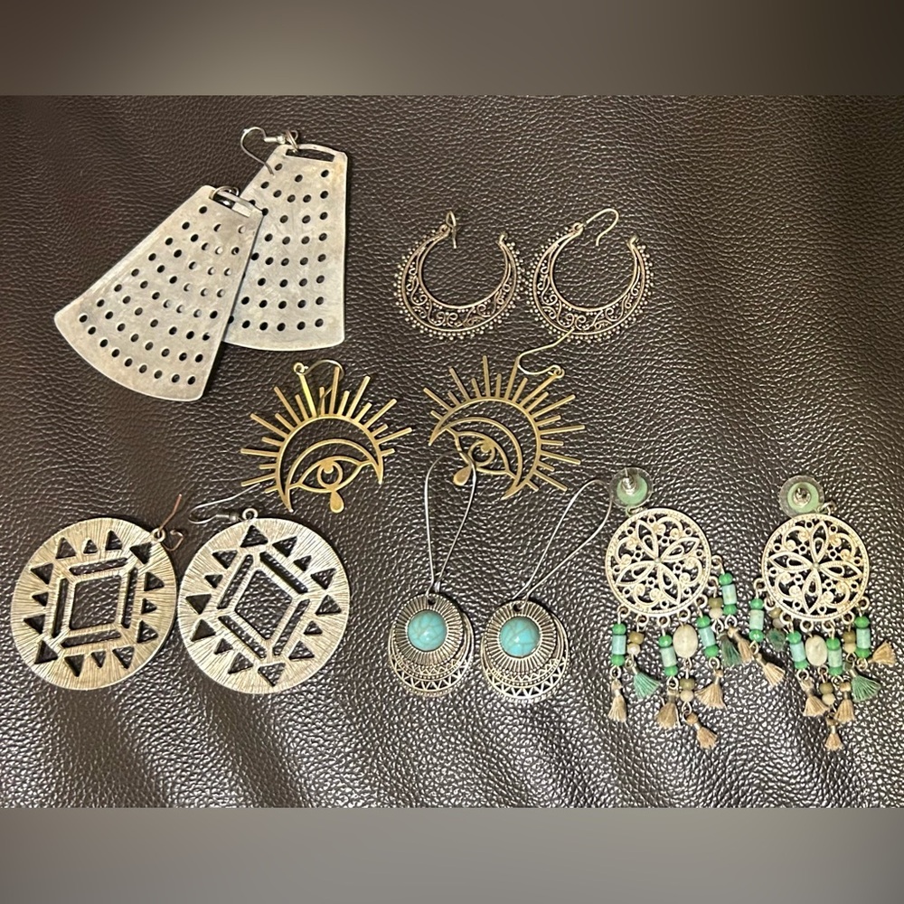 Handmade, Vintage, Earrings. Set of 6.